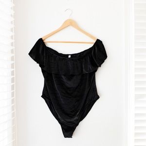 Xhilaration Black Velvet Bodysuit